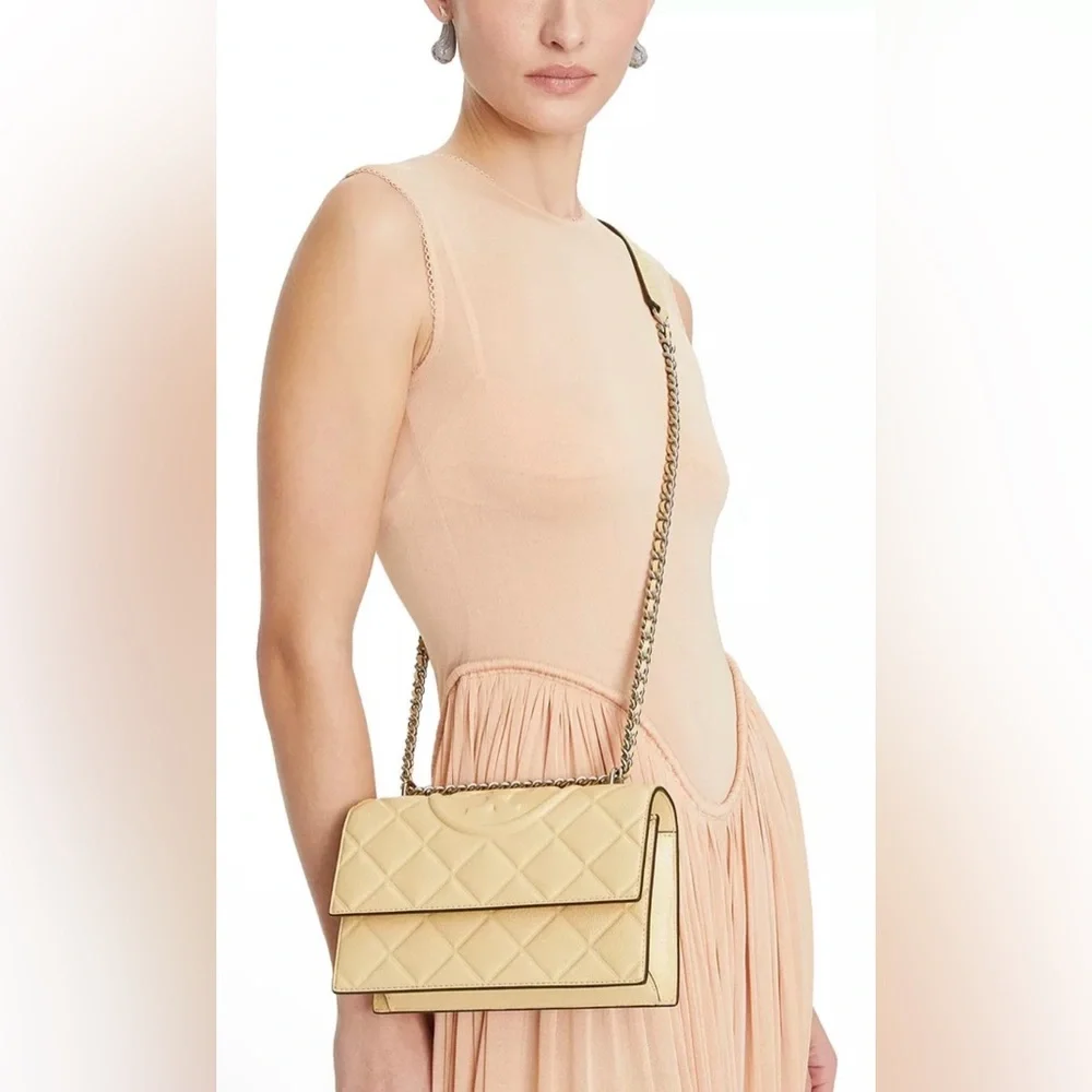 *NWT* Tory Burch Small Fleming Polished Grain Leather Shoulder Bag - Picture 2 of 6